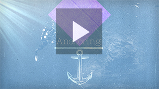 Anchoring video screenshot with anchor, shades of blue and sunrays